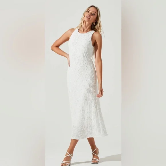 MILLBRAE BACKLESS CRINKLE MIDI DRESS